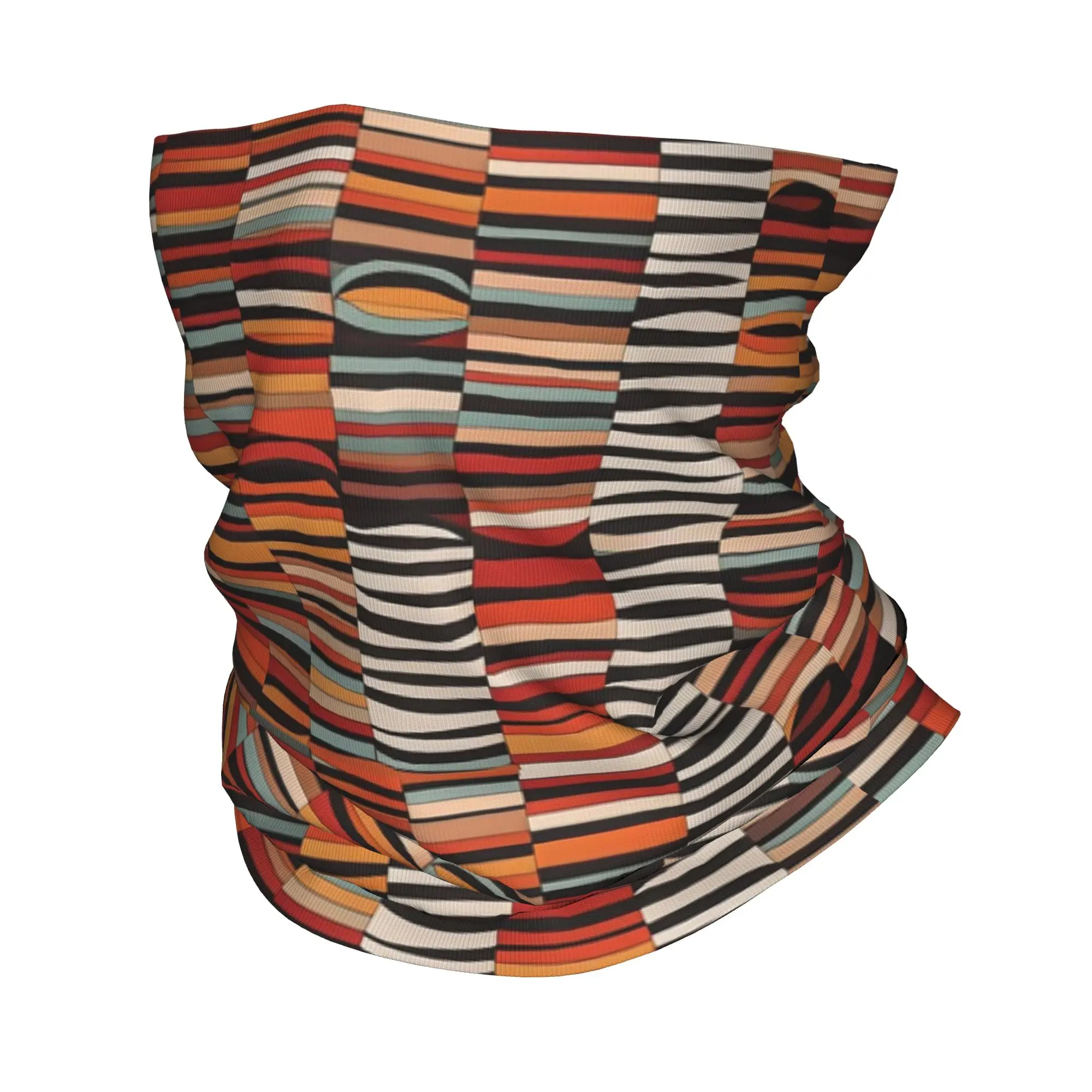 

Ethnic Scandinavian Pattern Horizontal Random Stripes Bandana Neck Gaiter Printed Wrap Scarf Multi-use Headband Hiking Fishing