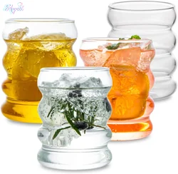 1-4PCS Creative Glass Cup Heat-resistant Tumbler Drinkware Tea Juice Milk Coffee Mug Home Water Glasses Ripple Mug 350ml