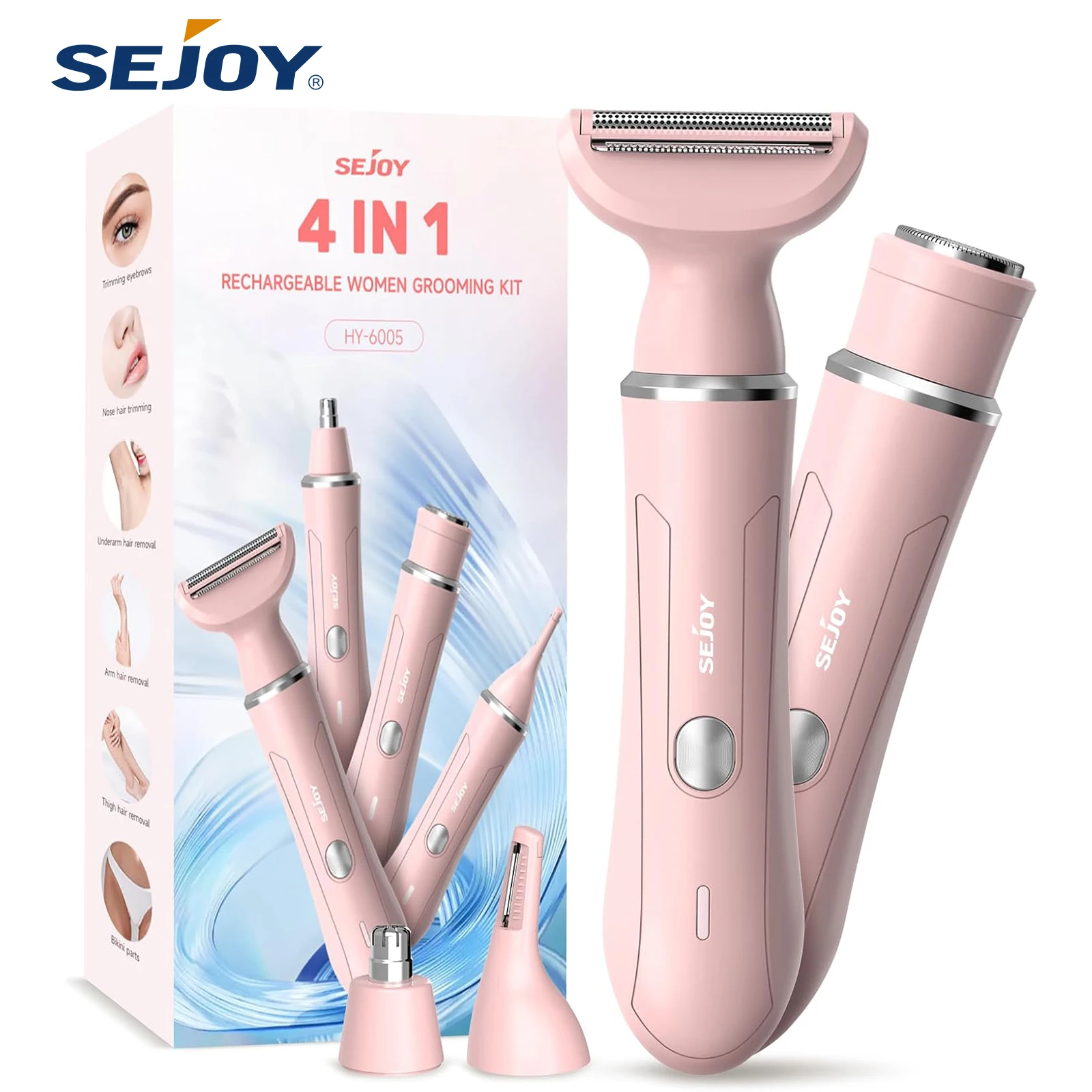 Sejoy Facial Hair Trimmer for Women Electric Shaver Face Ear Eyebrows Nose Hair Removal Clipper