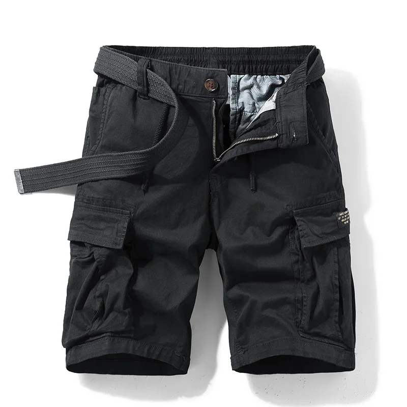 New Summer Men Cotton Multi pockets Cargo Shorts Jogger Loose Pants Man Casual Tooling Shorts Quality Male Shorts Pants NO Belts