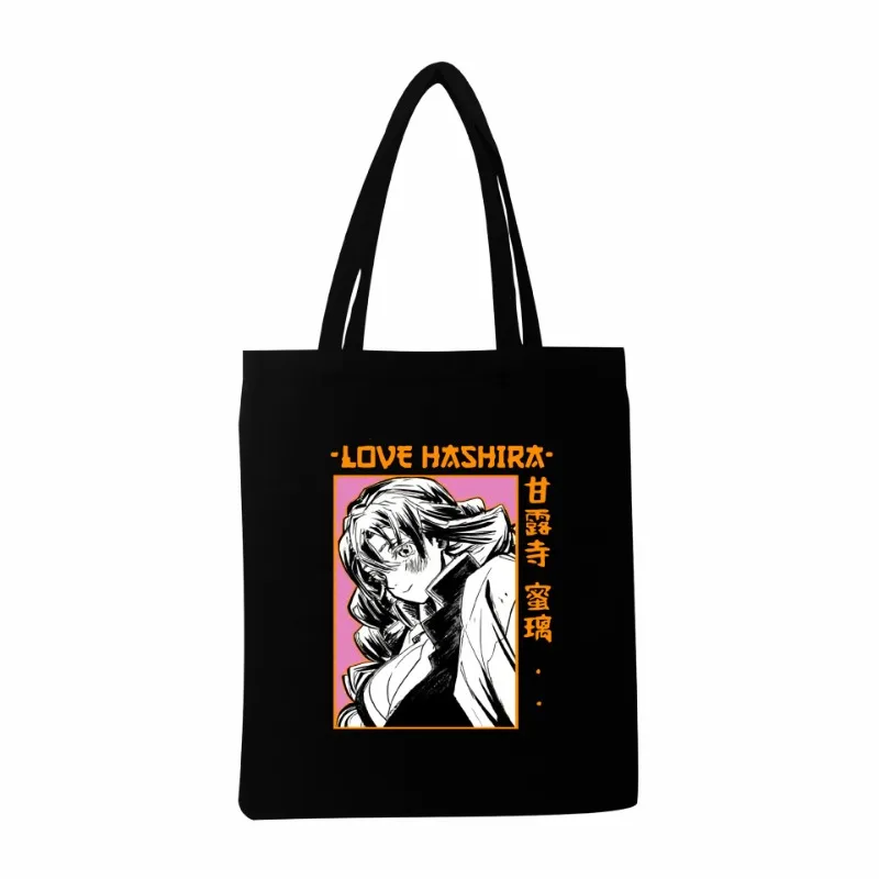 Anime Demon Slayer Giyuu Canvas Shoulder Bags Inosuke Mitsuri Large Capacity Shopping Bags Eco Storage Bag Travel Handbag Gifts