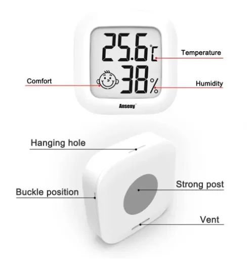 New LCD Digital Thermometer Hygrometer Indoor Room Electronic Temperature Humidity Meter Sensor Gauge Weather Station For Home