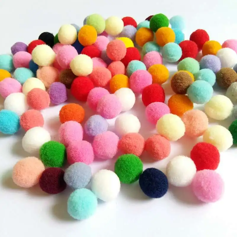 200-60Pcs/lot Colorful Pompom Fur Ball Plush Mixed Color Creative Kids Handmade Material DIY Craft Supplies