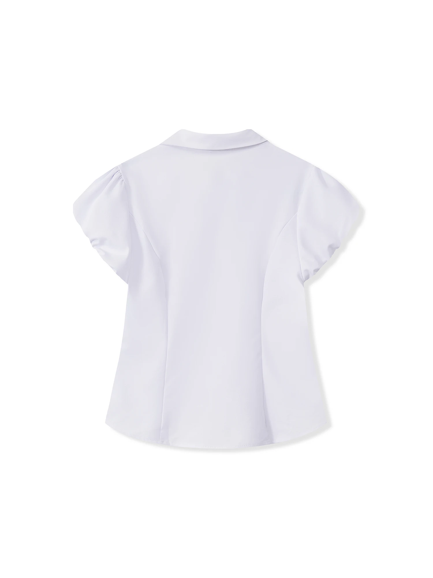 

Elegant Polka Dot Print Button Down Shirt with Puff Sleeves Stylish Blouse for Chic Streetwear Fashionistas