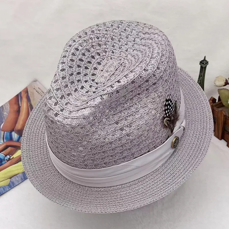 

Color Top Hat New Product Traveling And Shopping Small Hat Feather Fedora Hat Sun Protection