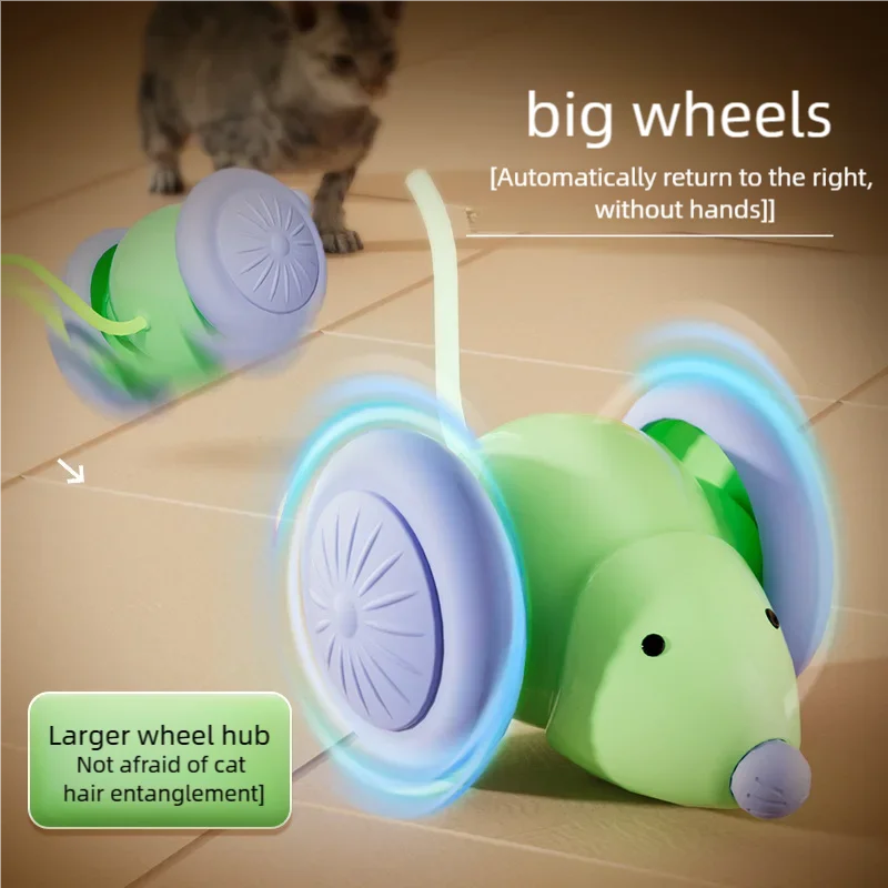 Interactive Cat Toy Electric Mouse Car Automatic Teaser Kitten Pet Toys Rechargeable Intelligent Obstacle Avoidance Cat Car Toy