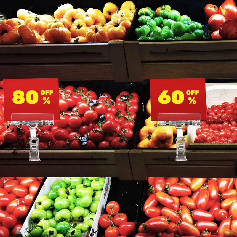 مقاطع إشارة واضحة للعرض ، حامل اللافتات ، سعر البلاستيك ، علامة التسمية ، مشابك الأكريليك ، البيع بالتجزئة ، 30 *