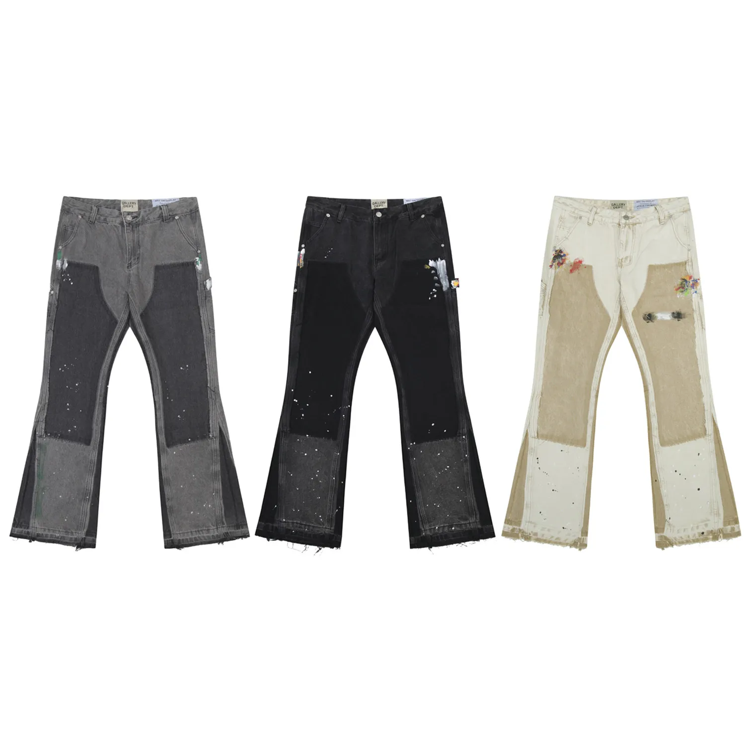Gallery Dept Hand Painted Ink Patch Splicing Patch Cloth Logging Washed Jeans