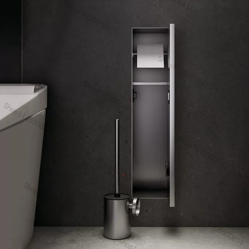 Stainless steel niche toilet embedded toilet brush 304 tissue box niche layered shelf