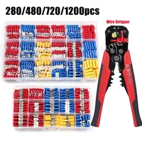 Conector de terminal eléctrico 280/1200x, Terminal de engarzado de cable, conector de pala aislado, juego de horquilla de anillo a tope, Terminal de anillo o pelacables