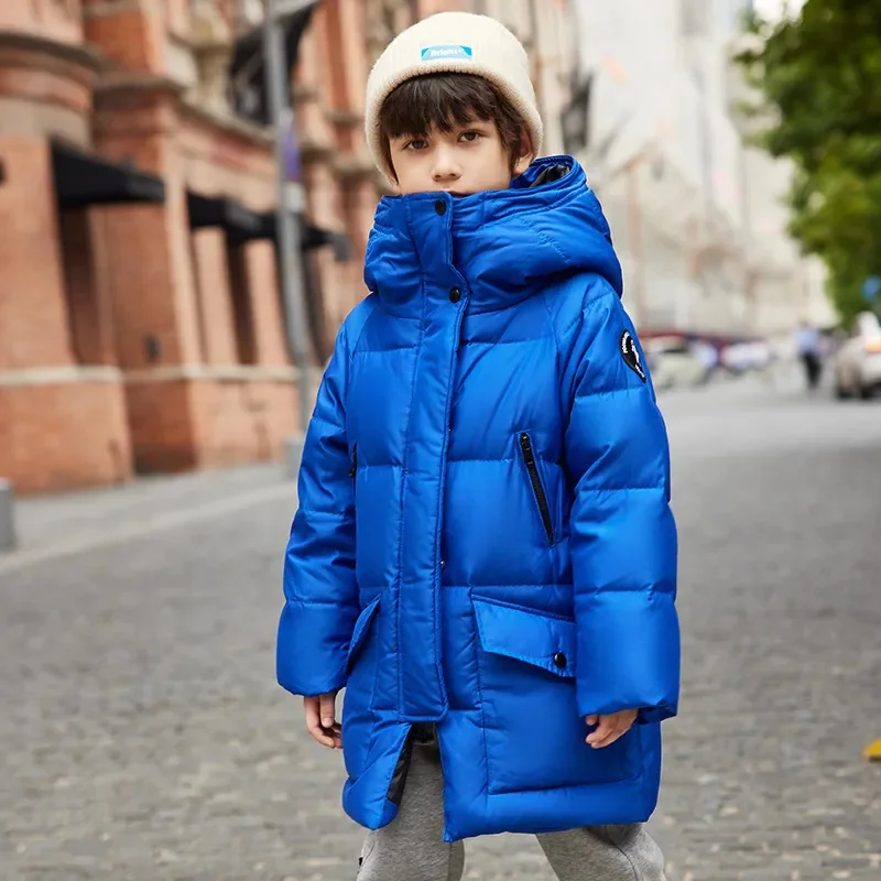 Teenager Boys Clothes Fashion New Med-Length Outerwear Cotton Top for Girls Winter Thick Warm Down Jacket Hooded Snowsuit 4-12 Y