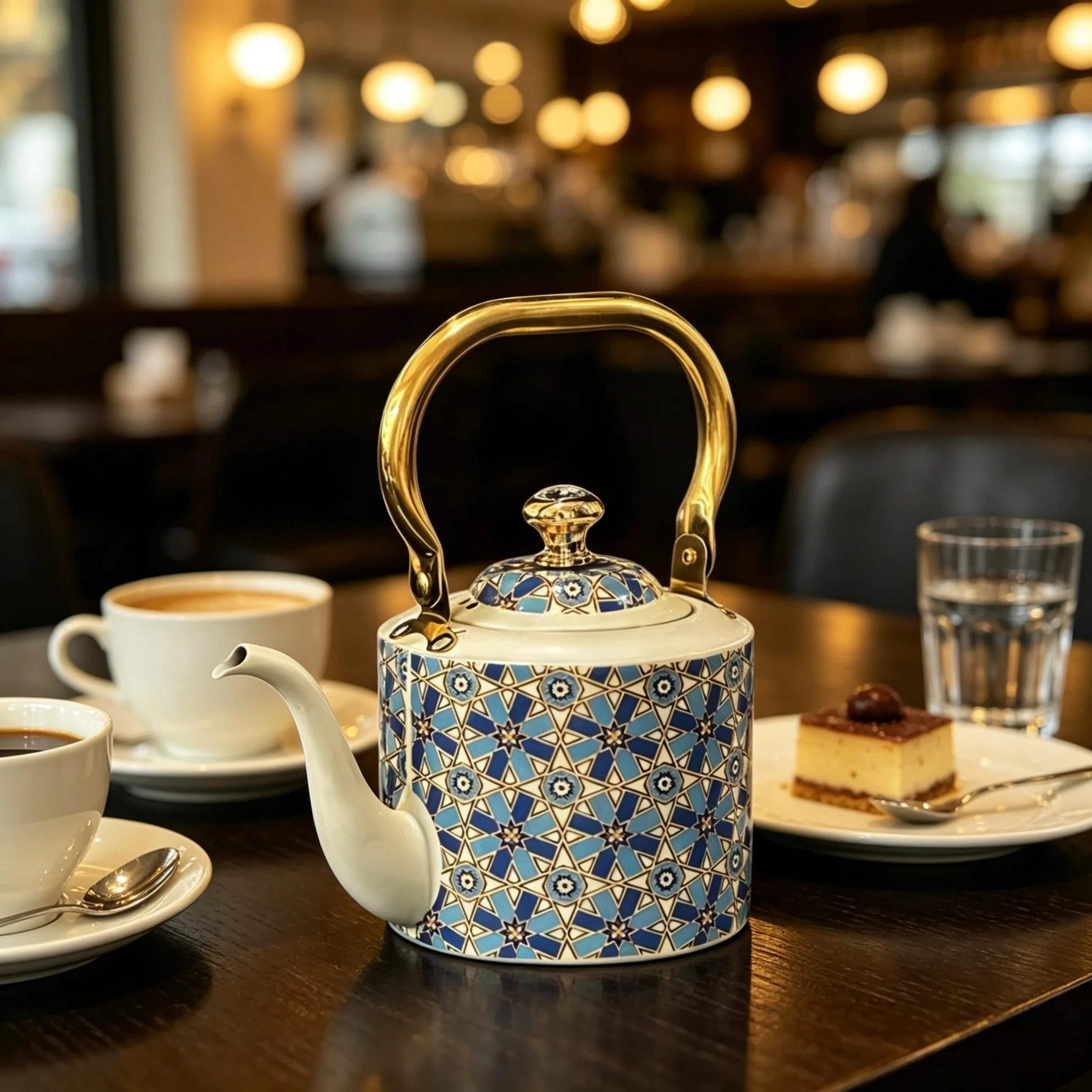Luxury Enamel Stainless Steel Coffee Pot Ramadan Decorative Teapot Holiday Gifts Home Decor