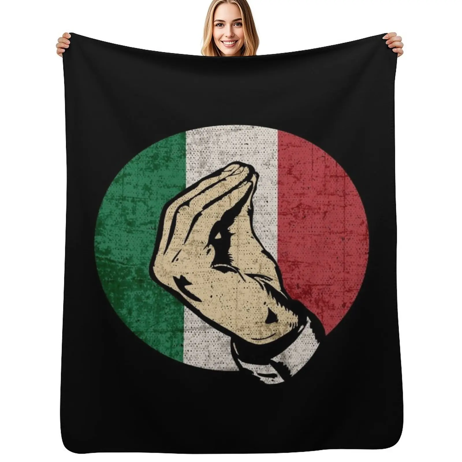 

Italian Hand Gesture Sing Language Funny Italy Flag Vintage Throw Blanket Moving Blankets For Sofas Soft Quilt Blankets