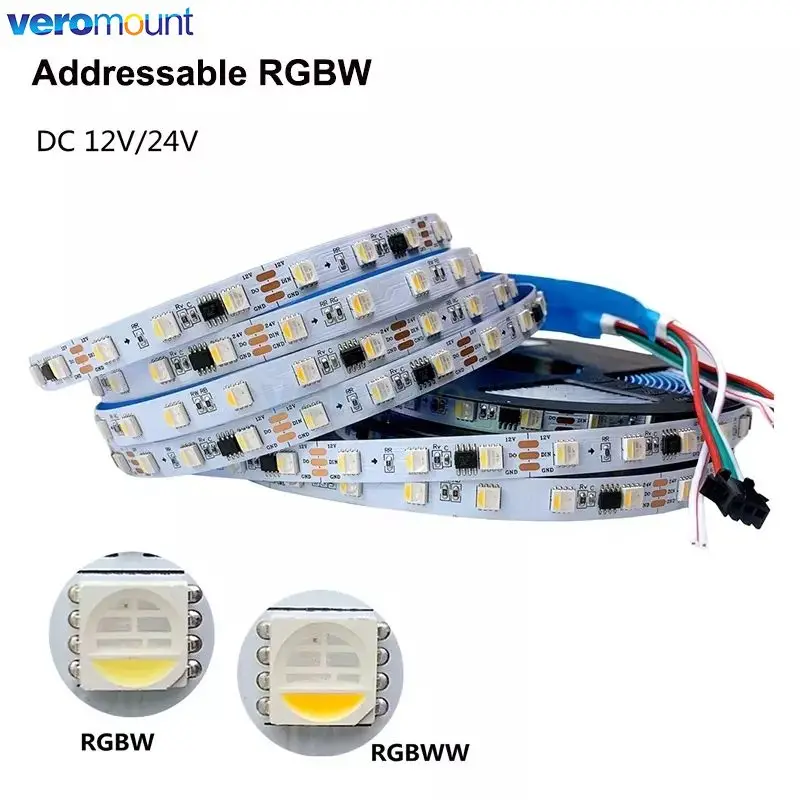 5m TM1814 (podobny SK6812) RGBW 4 w 1 adresowalny piksel Led pasek SMD 5050 RGBWW światło 60Leds/m IP20 67 wodoodporny DC 12V 24V