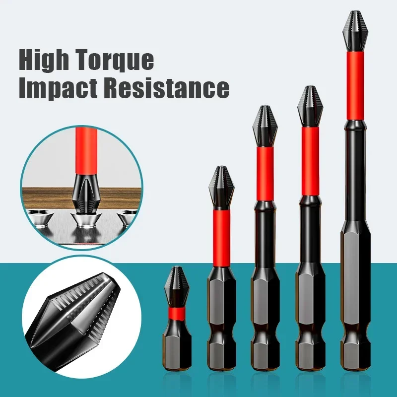 Non-Slip Impact Batch Head Strong Magnetic Cross High Torque Hardness Screw 25/50/65/70/90mm Waterproof Ph2 Screwdriver Bits Set