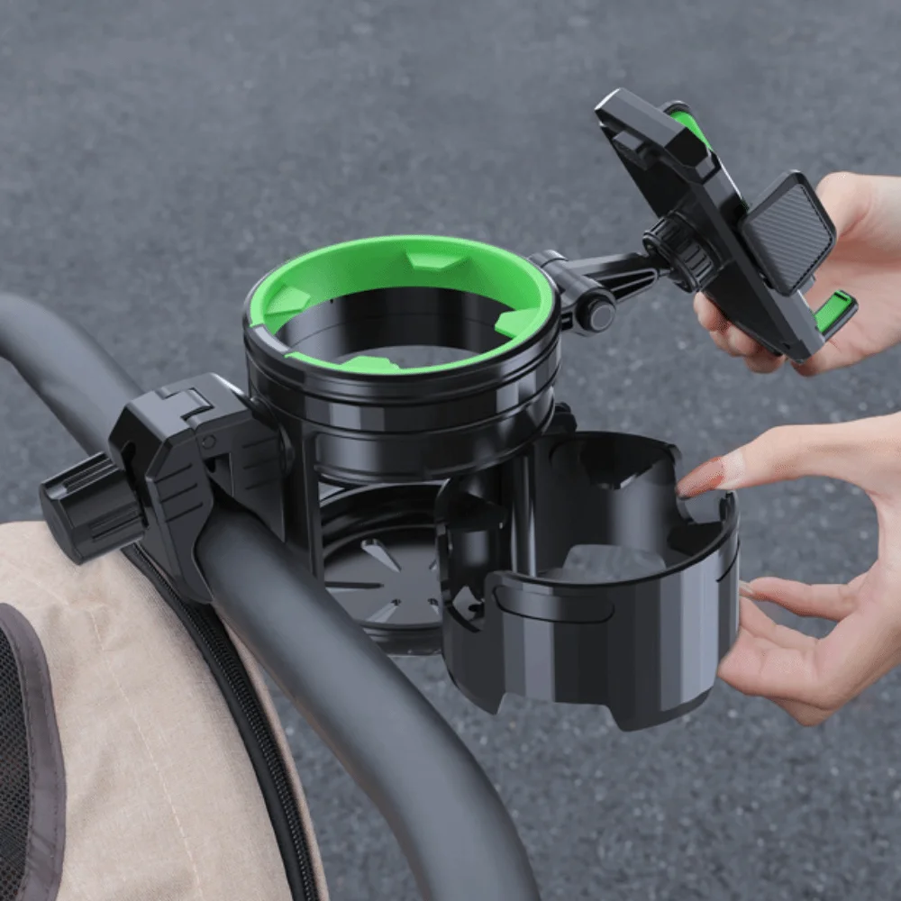3 In 1 Baby Stroller Cup Holder Multi-functional Rotation Phone Holder Portable Universal Bicycle Cart Bottle Rack Bicycle