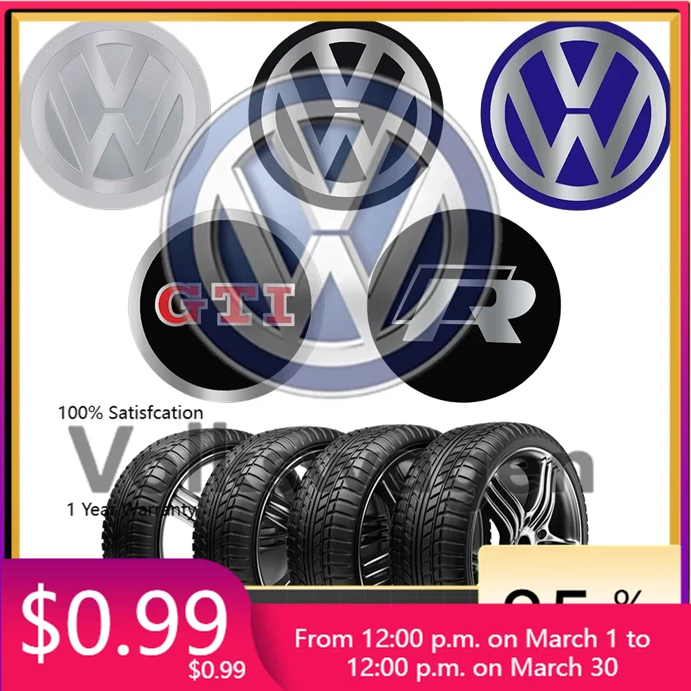 

Car Tools For VW VOLKSWAGEN New 4Pcs 56/60/65mm Car Wheel Center Cover Stickers Hub Cap Badge For Volkswagen VW R Line GTI Gol