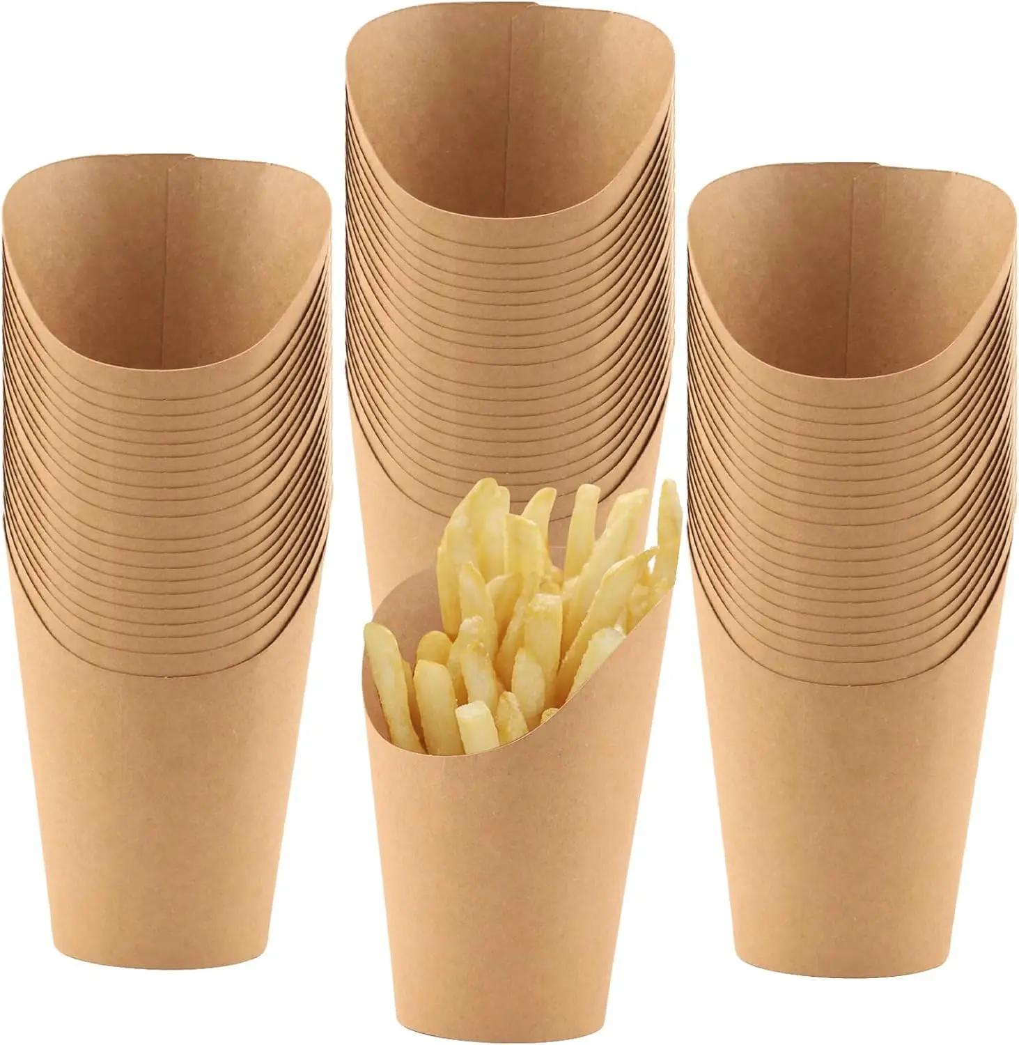 

150 PCS 16oz French Fry Cups, Disposable French Fries Holder Brown Kraft Paper Charcuterie Cup, Appetizer Cups for Waffl