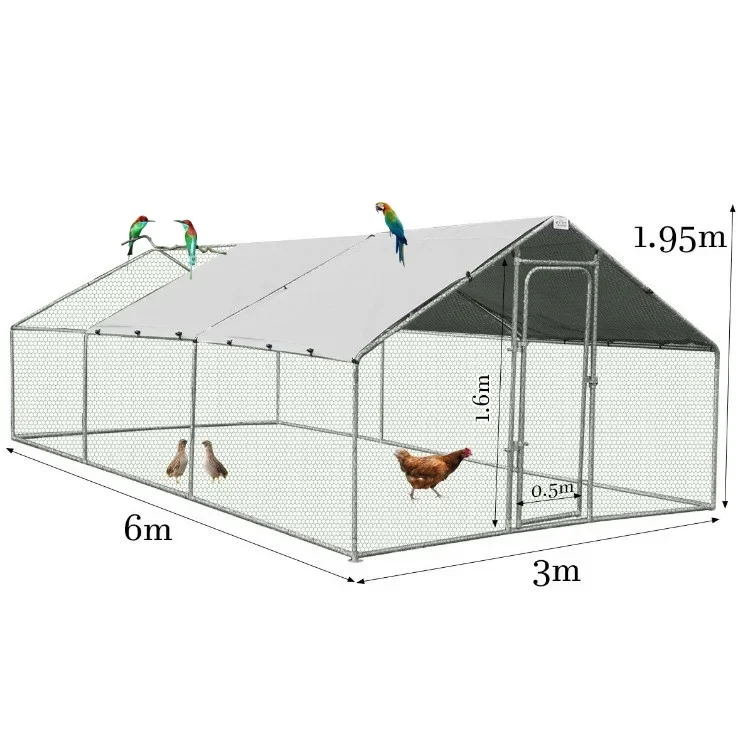New Arrival Large Metal Chicken Coop Walk-in Chicken Enclosure Hen Run House Poultry Cage Chicken Coop Habitat Rabbit Fence Outd