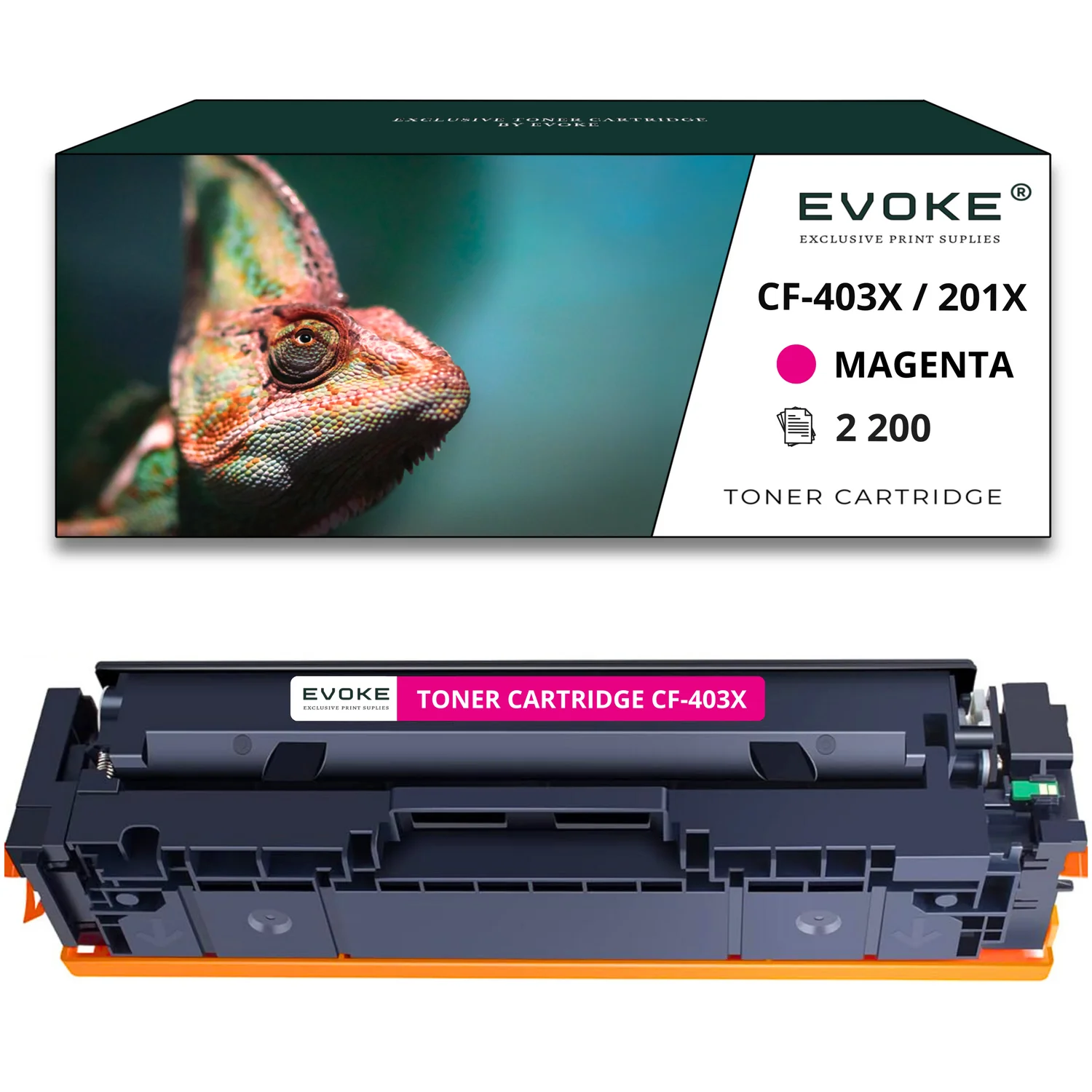 Evoke Compatibele Toner voor Hp I Canon Cf403X Cf-403X 201X Crg-045H Crg045H Magenta 2200 Pagina's Kleur Laserjet Pro M252Dw M274Dn M277Dw; Canon I-Sensys Mf-631Cn Mf-632Cdw Mf-633Cdw