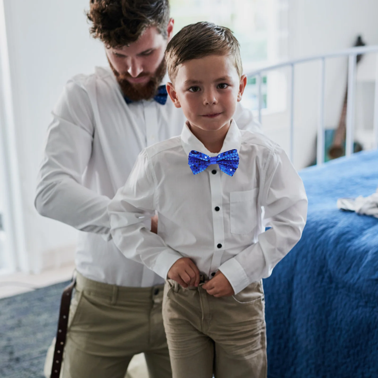 Gravata borboleta brilhante para crianças, 5 peças, lantejoulas brilhantes, ajuste ajustável, perfeito para apresentações de palco, festas de formatura, roupas diárias