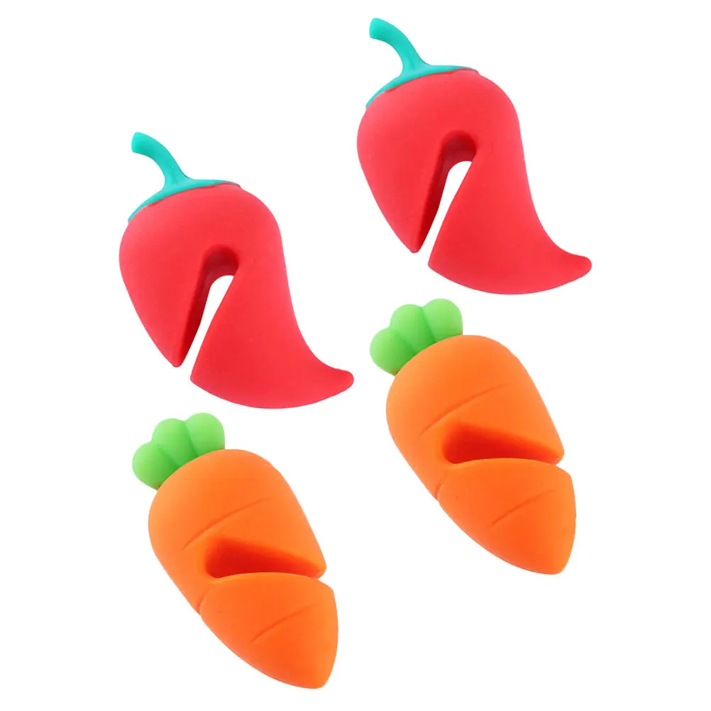 4pcs Silicone Lid Lifter For Pot Spill Proof Overflow Preventer Heat Resistant Kitchen Gadget Carrot Chili Shape Pot Cover