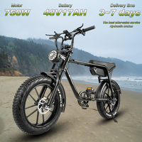 CMACE K20 Electric Bicycle 750W Motor 48V17AH Battery Hydraulic Brake Ebike Adult 20*4.0 inch Fat Tire All-terrain Electric bike