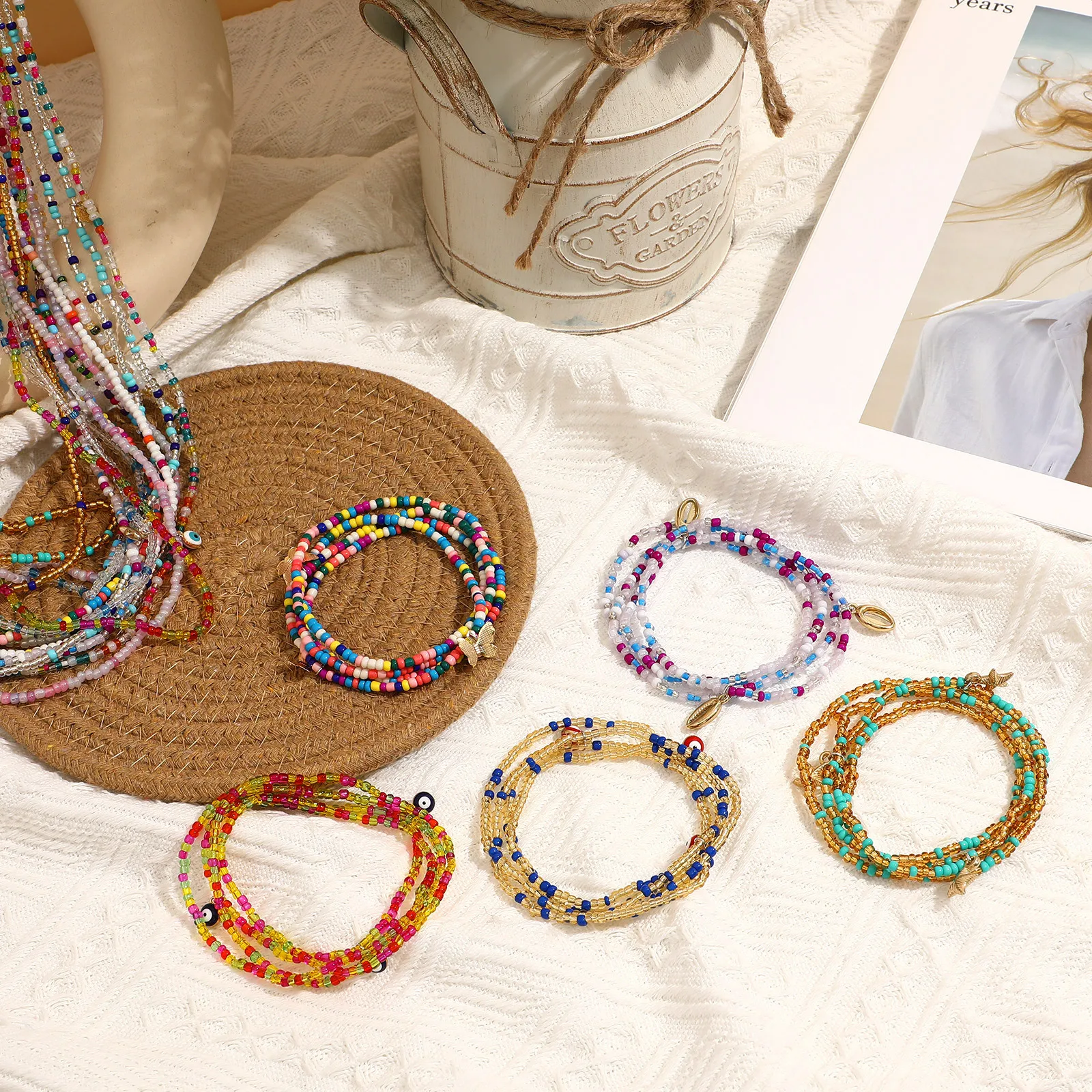 

20Pcs Beaded Waist Chains for Women Bohemian Belly Beads Set Elegant Body Jewelry Decorative Waist Accessories for Beach Party