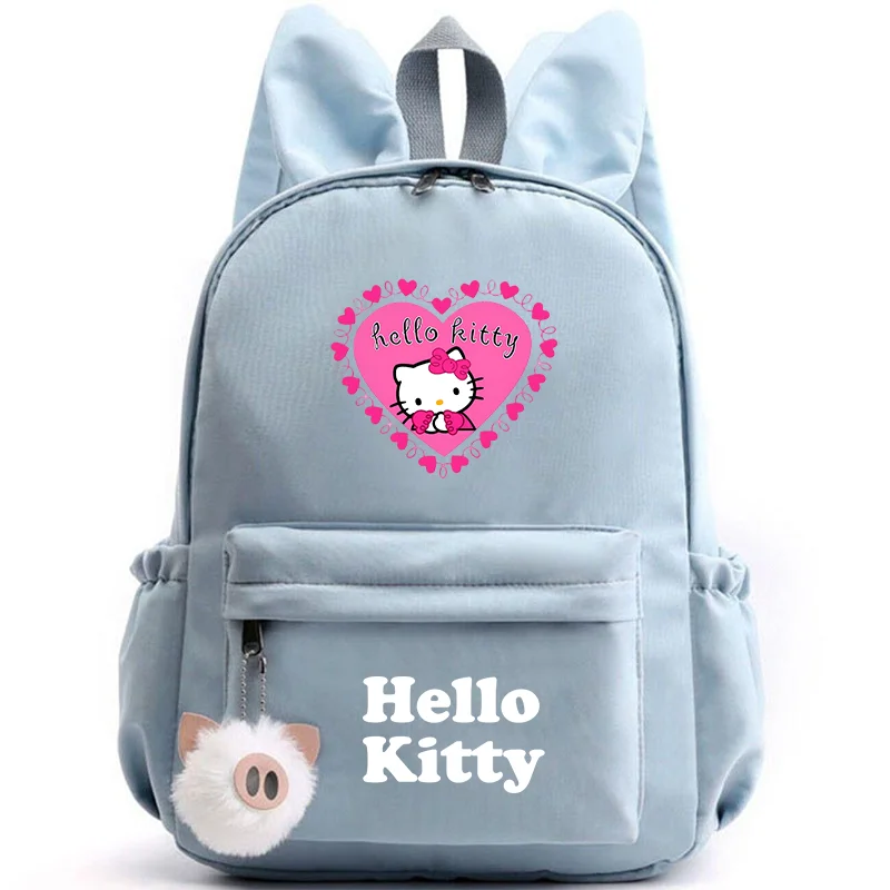 Рюкзак Hello Kitty для девочек, мальчиков, студентов, подростков, Женский Повседневный портативный дорожный милый рюкзак для ноутбука с кроличьими ушками