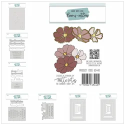 Kors Baggrund Rektangler Variant Blomster Tekst Cutting Dies for Scrapbooking New 2024 Paper Making Frame Card Craft Supplies