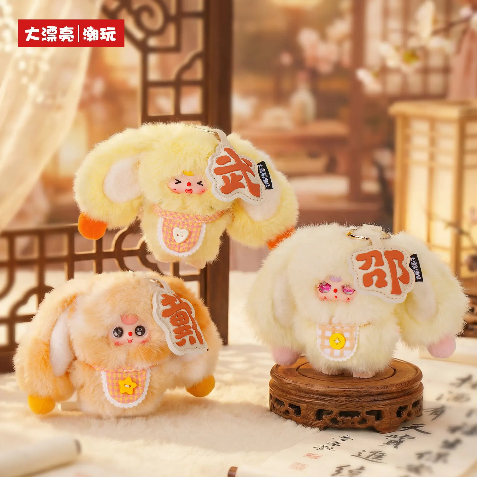 

Baby Three Chinese Surname Little Rabbit Plush Keychain Blind Box Bag Pendant Cute Stuffed Ornament Gift For Collectors And Kids