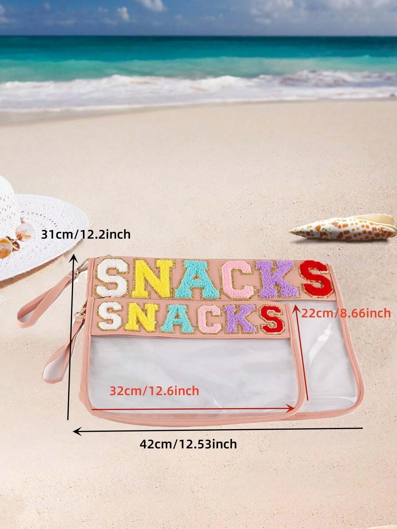 Letter Patched Pvc Bag, Fashionable Snack Storage Bag, Zippered Transparent Travel Cosmetic Bag Makeup Bag Organizer Makeup