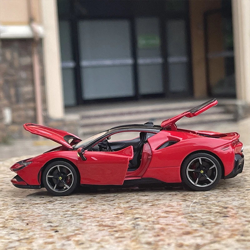 Bburago 1:32 Ferrari SF90 Stradale Alloy Car Model Diecast Metal Toy Vehicle Car Model Sound and Light Collection Childrens Gift