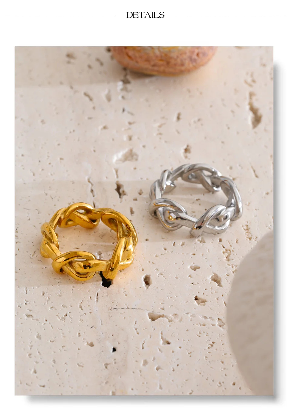 Yhpup Größe 6789 Ring aus Edelstahl mit Kettenmuster, wasserabweisend, hochwertig, für den täglichen Gebrauch, minimalistisch, attraktiver Damenschmuck – Detail 7