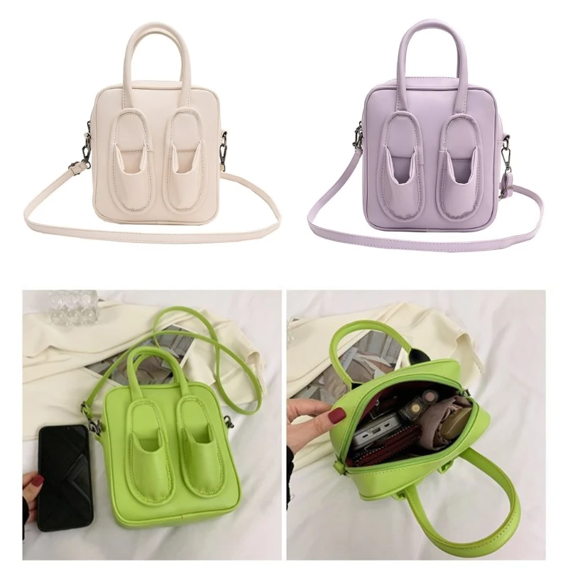 2023 Nieuwe Vrouwen Kleine Messenger Bag Student Schoudertas Grappige Slippers Crossbody Tas Eenvoudige Boekentas Handtas voor