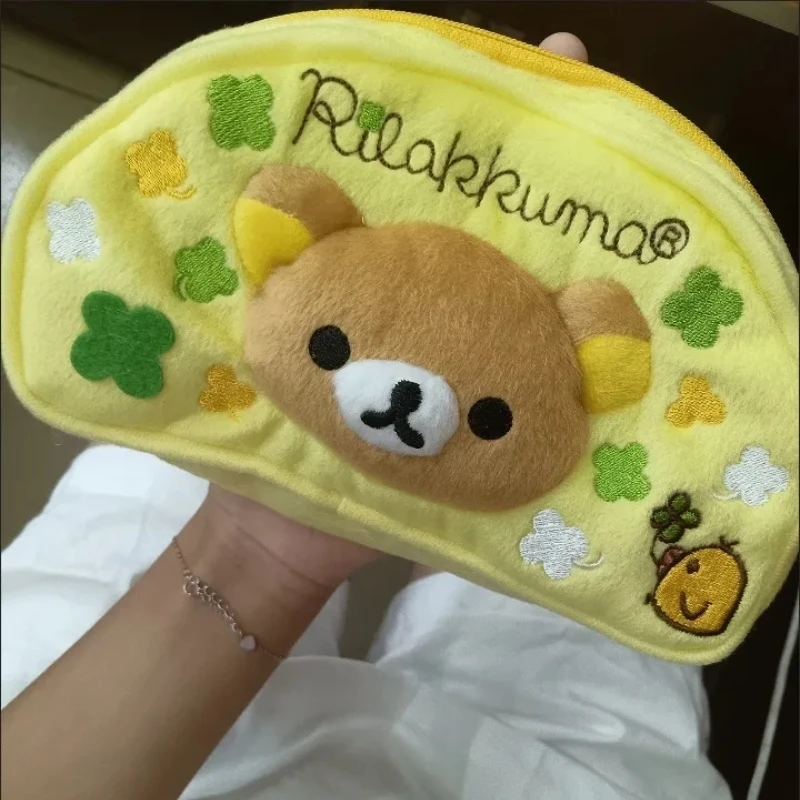 

kawaii Japanese rilakkuma four-leaf clover series pencil bag cute bear makeup bag storage bag student stationery box gift