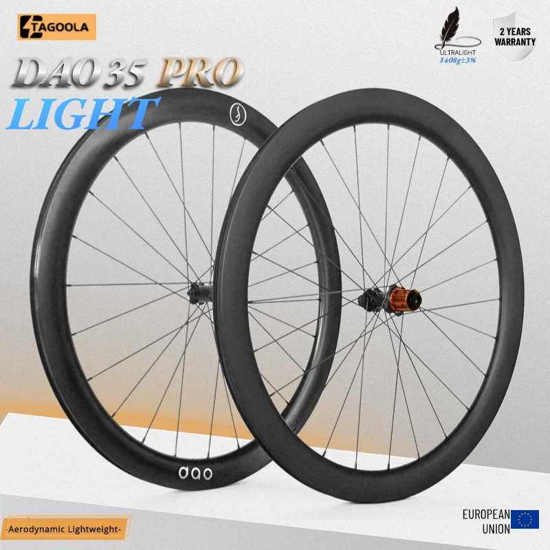 TAGOOLA DAO35 PRO LIGHT 700c Road Carbon Wheel Disc Clincher Tubeless Bike Wheelset Sapim Or Pillar 1423 Road Racing Wheelset