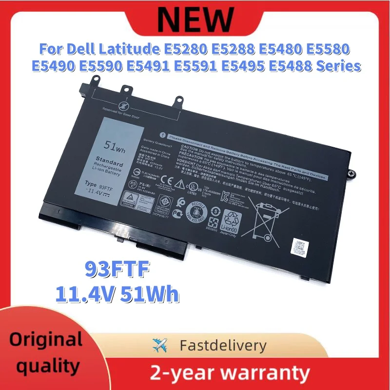 Nueva batería para portátil Dell Latitude E5280 5288 5480 5580 5490 5590 5491 5495 Series M3520 M3530 4YFVG 83XPC, 11.4V 51Wh 93FTF