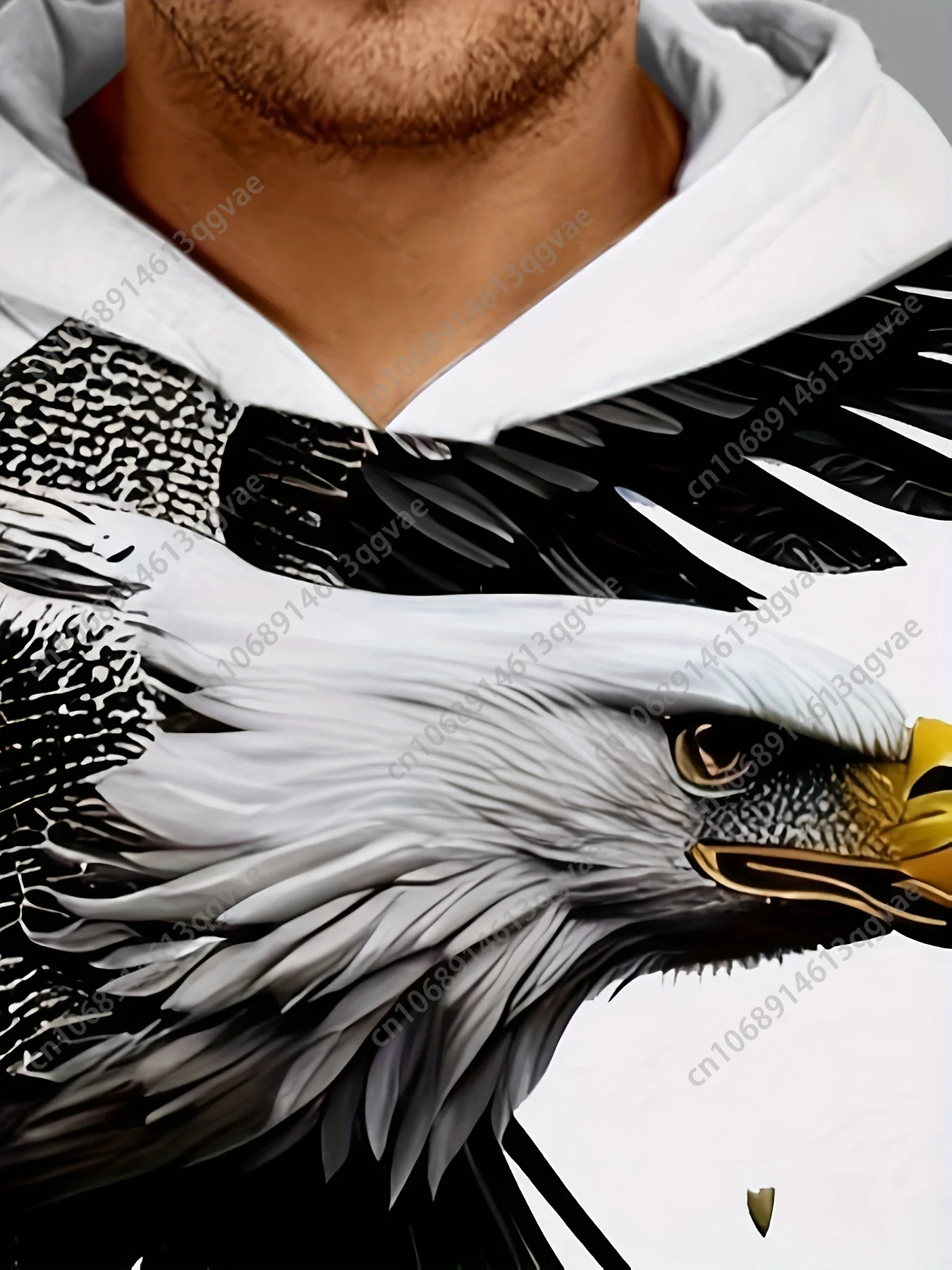 Felpa con cappuccio da uomo con stampa 3D Eagle - Tessuto casual lavorato a maglia in poliestere con leggermente elasticizzato - Felpa con cappuccio vestibilità regolare per escursioni all'aperto