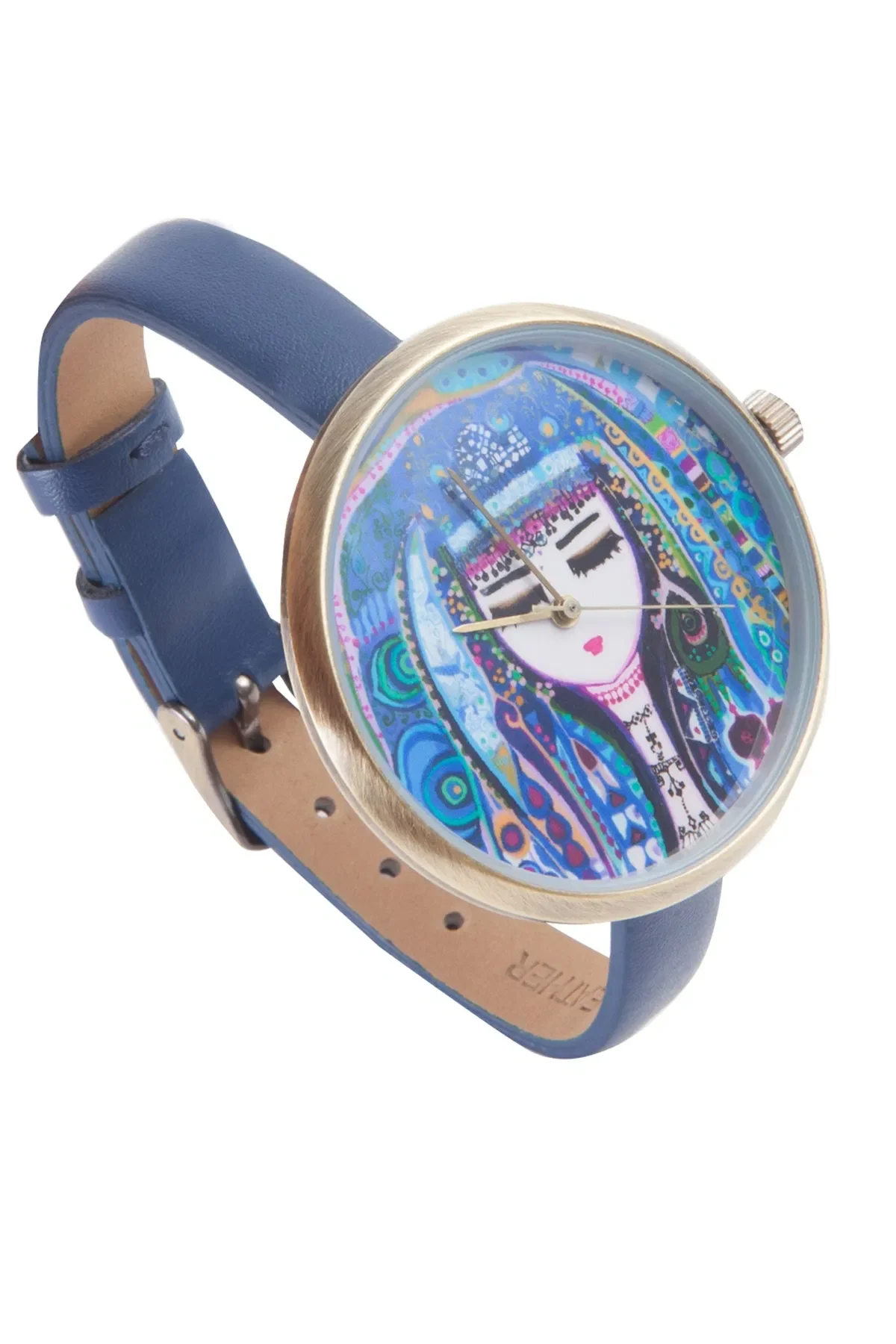 Blue Water Design Wrist Watch Fashion Creative Women Ladies Leather Watch for Gift