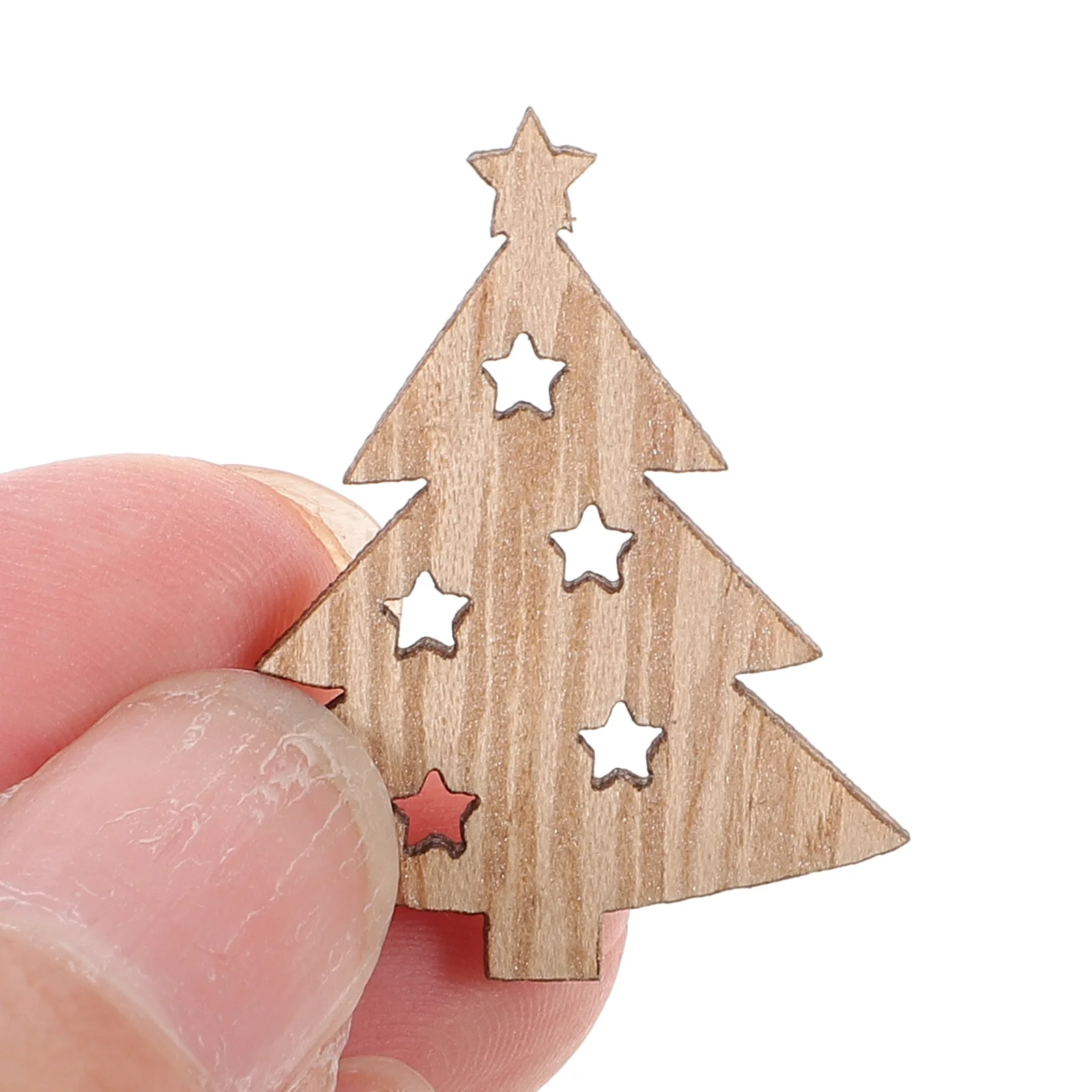 

54 Pcs Christmas Tree Decoration Crafting Supplies Mini Ornaments DIY Wood Chips Hanging Decorations for Child