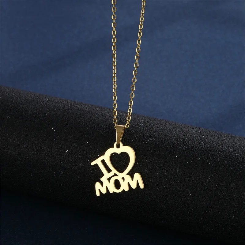 Orecchini con collana con lettera MAMA color oro in acciaio inossidabile Set Cuore d\'amore Mamma Figlia Figura Set di gioielli Regalo per la festa