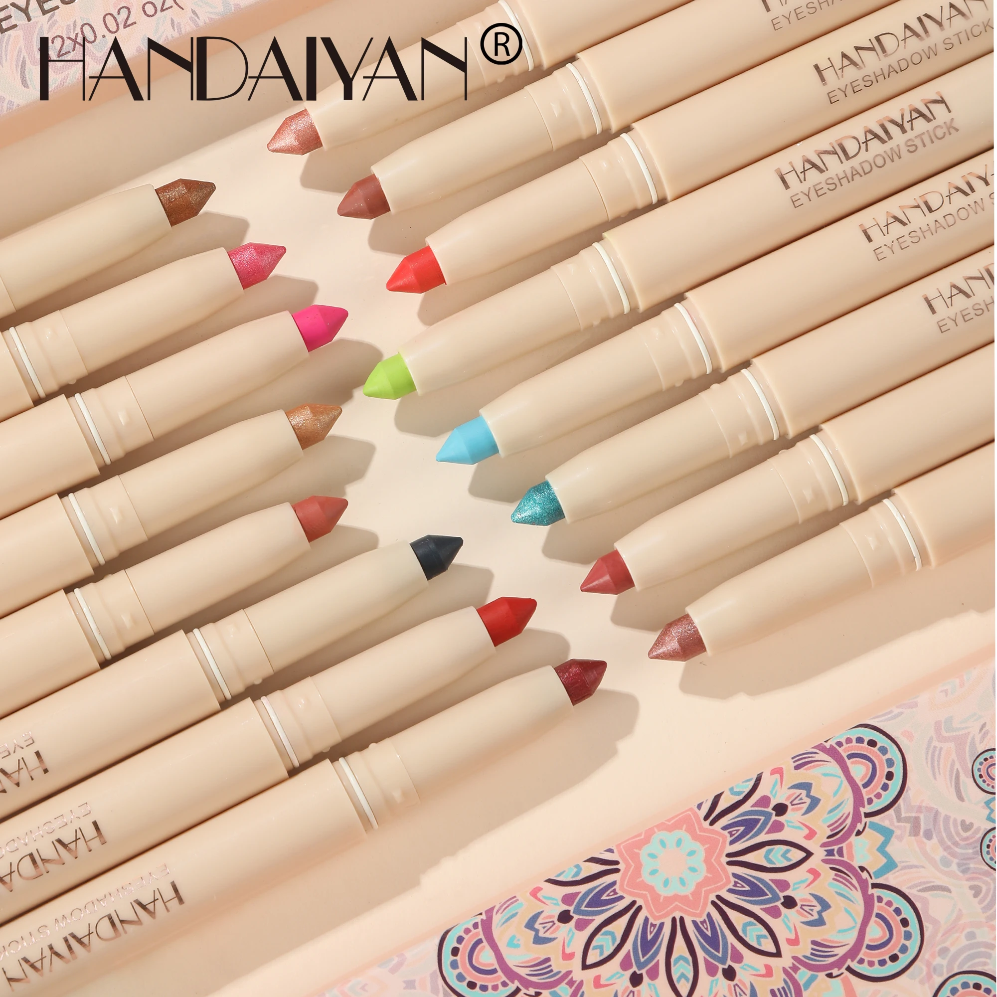 HANDAIYAN Matte Shimmer Eyeshadow Sticks Built-in Sharpener Waterproof Pearl Bronze Stone Putty Smoky Amethyst Eye Shadow Pens