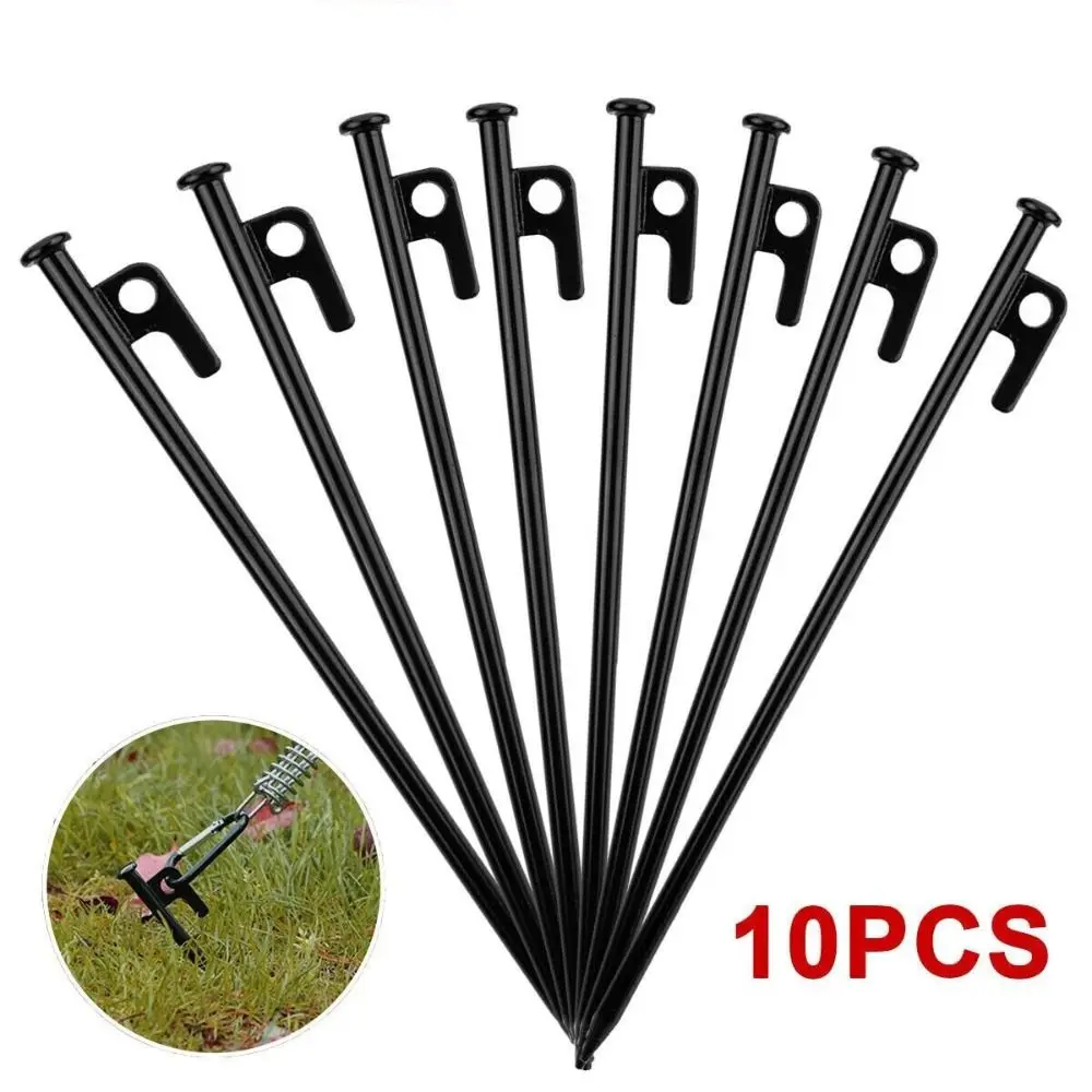 

10 шт. прочные 30 см гвозди сверхмощные черные колышки для кемпинга с отверстиями для подвешивания стальные гвозди колышки для палатки аксессуары для палаток