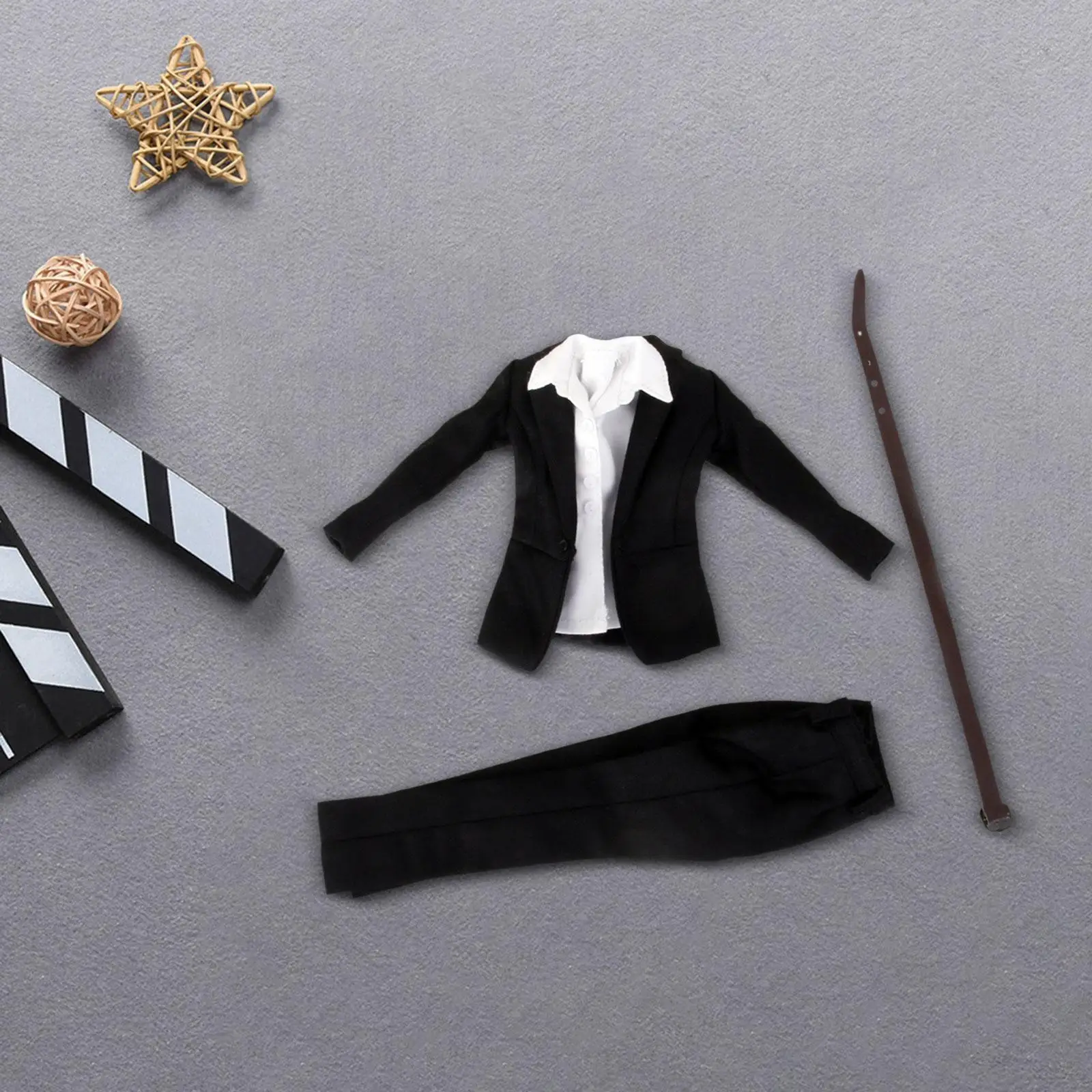 

1/6 Action Figures Suit Set Kids Adults Gifts 30cm Doll Decor Model with Belt Fashionable Suit and Trousers Set Doll Clothing