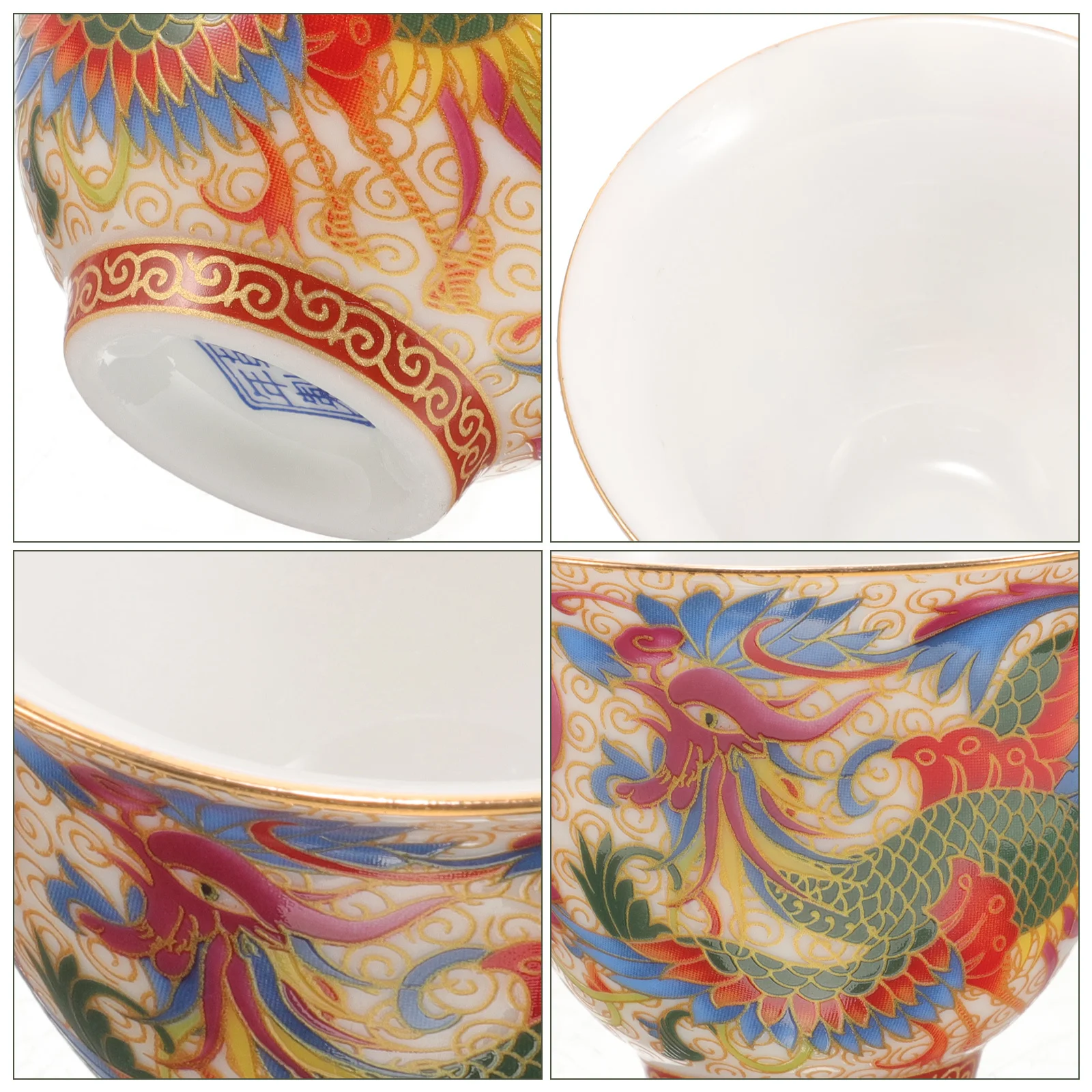 

1Pair Ceramic Kung Fu Tea Cups Vintage Enamel Color Chinese Tea Mugs Wine Water Drinkware Set Water Cup