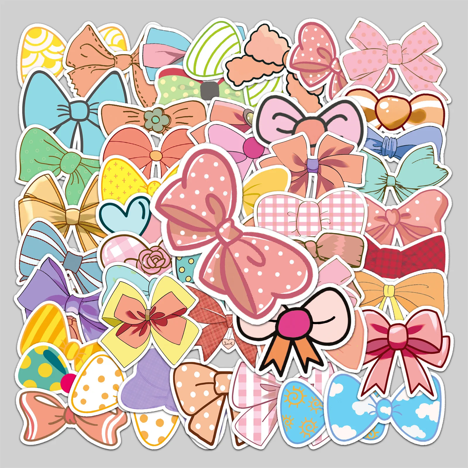

50PCS Cartoon Bow Sticker Cute Fun Graffiti Waterproof Decal Kids Toy Gift for Stationery Box Thermos Cup Scrapbook Wardrobe