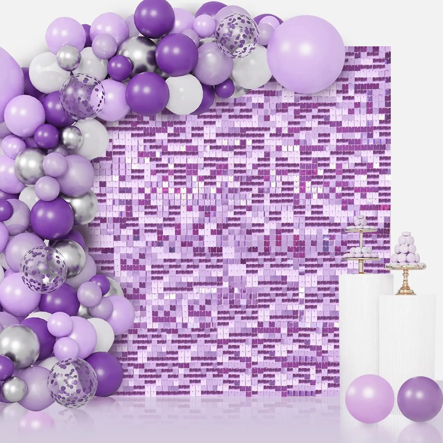 Shimmer Wall Panel Light Purple Shimmer Wall Backdrop Pack of 24 Wall Decor for Christmas Photo Backdrops Anniversary Engagement