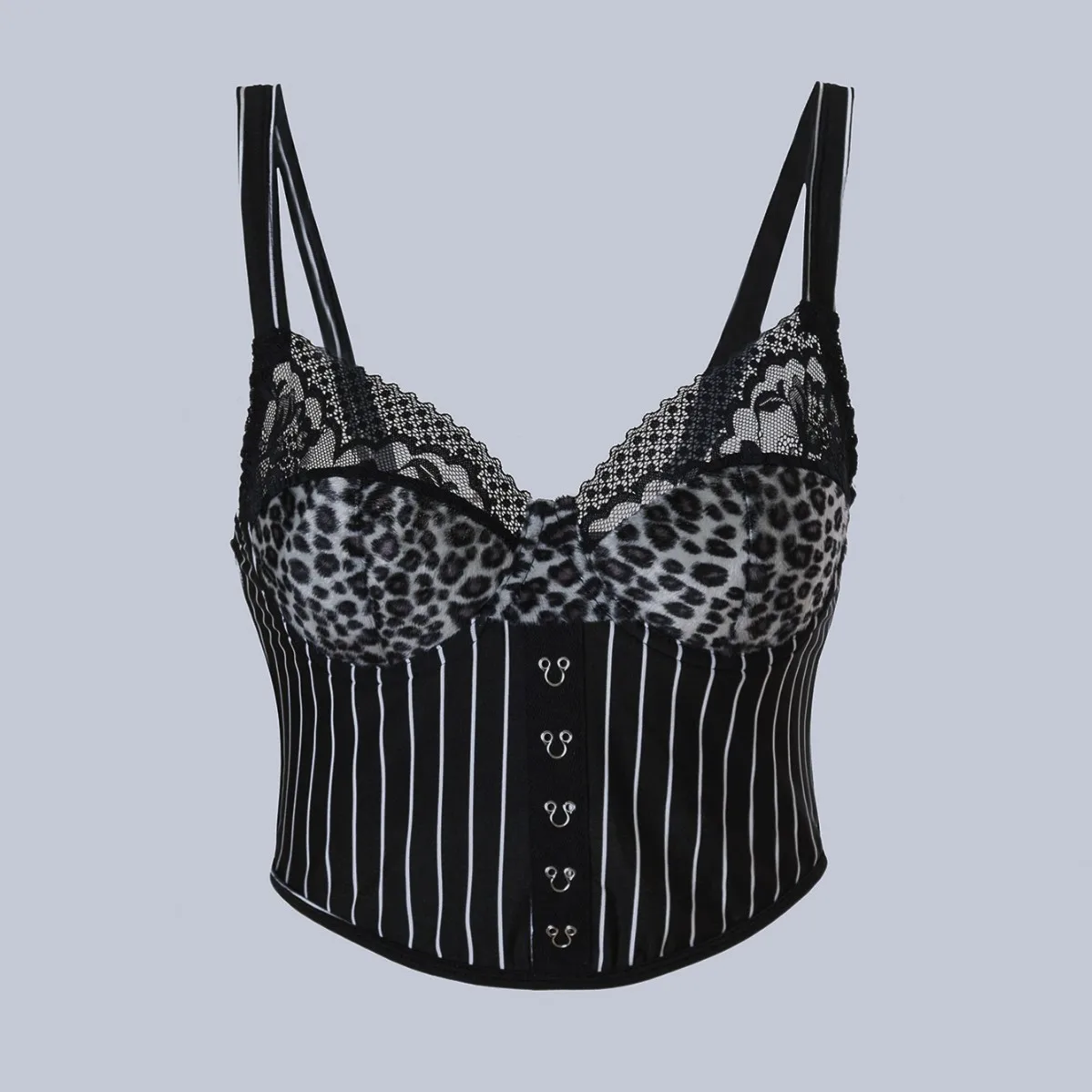 

Sexy Women Leopard Print Stripes Corset Lace Backless Halter Crop Tops Sleeveless Vest Gothic Camisole Fit Tank Top Y2k Clothing