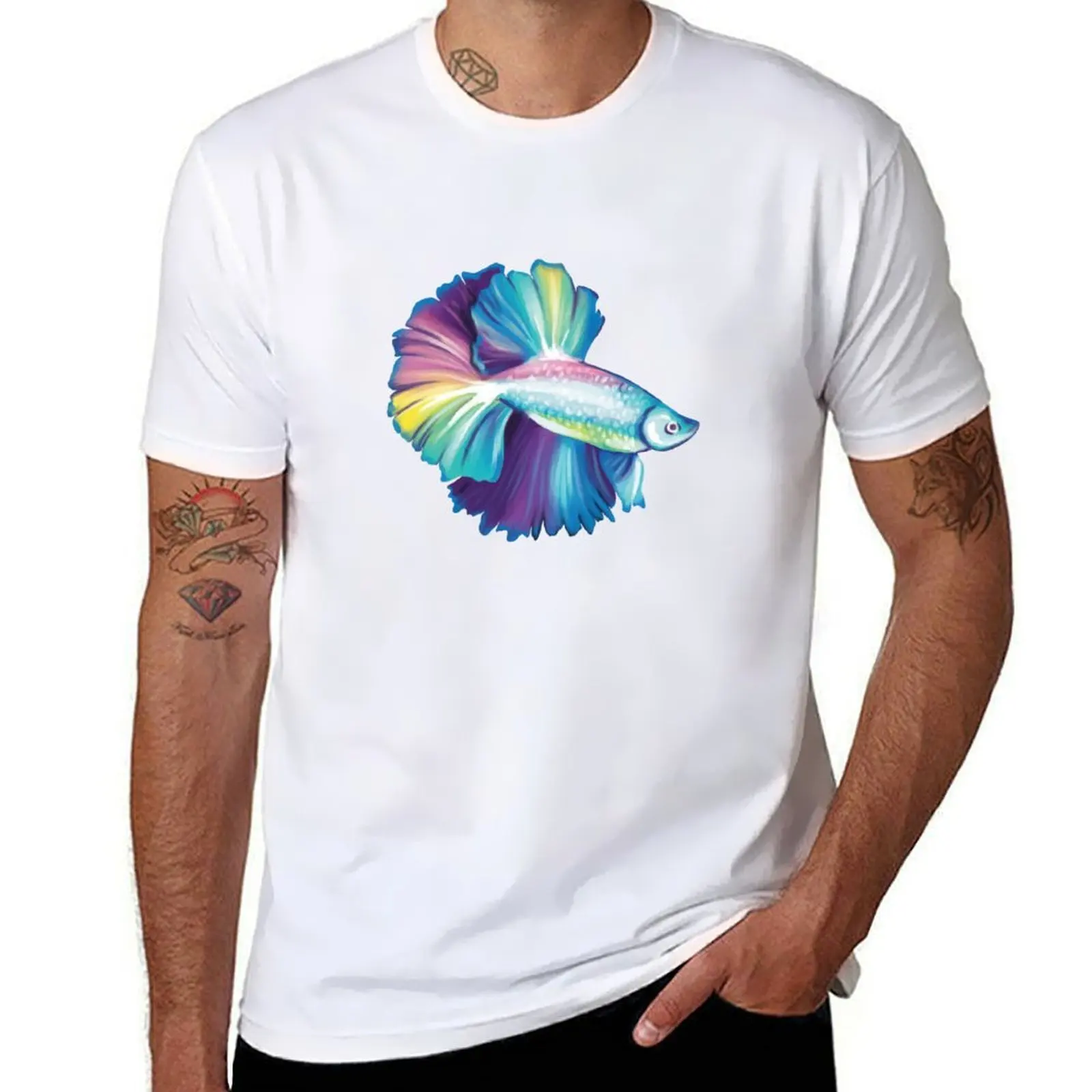 

fighting fish T-Shirt cotton tshirt 100% man t shirts high quality luxury brand T-Shirt